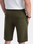 Men's short shorts with pockets - dark olive V16 OM-SRBS-0109