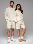 Klasická unisex mikina s kulatým výstřihem - krémová V2 OU-SNBC-0104