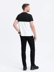 Men's two-tone cotton t-shirt - black and white V2 S1619