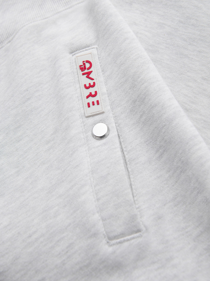 Men's sweatshirt with high collar and stripes - grey melange V1 OM-SSZP-0219