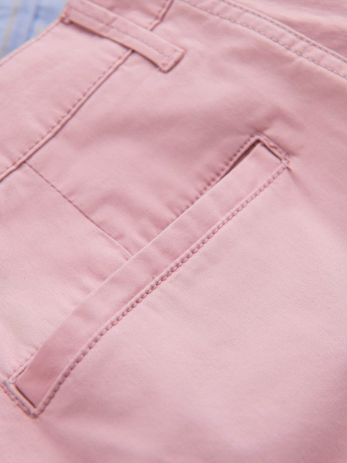 Pantaloni pantaloni scurți chinos pentru bărbați cu întoarcere contrastantă - roz V8 W421