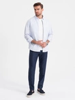 Pantaloni chino clasici pentru bărbați SLIM FIT - albastru marin V1 OM-PACP-0182