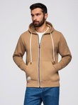 BASIC men's unbuttoned hooded sweatshirt - brown V2 OM-SSBZ-0178