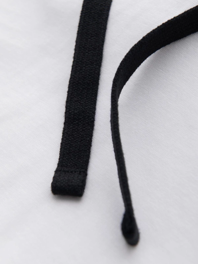 Men's hooded cotton t-shirt - white V1 OM-TSCT-0256