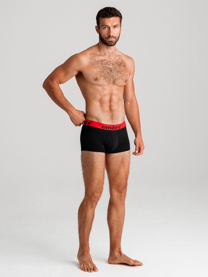 Men's cotton boxer shorts with contrasting elastic - 7-pack black V1 OM-UNBO-0100