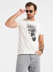 Men's cotton t-shirt with skull - white V2 OM-TSPT-0200