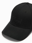 Men's baseball cap with visor and rectangular patch - black V1 OM-ACCS-0104
