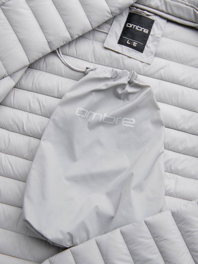 Pánska bunda bomber so saténovým povrchom a kontrastnými rebrovanými lemami - čierna V1 OM-JALP-22FW-007