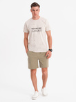 Men's loose-fit shorts with cargo pockets - light olive V3 OM-SRCG-0194