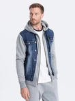 Men's mid-season jeans jacket - denim/grey OM-JADJ-0124