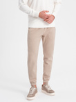 Pantaloni de trening structurați din tricot pentru bărbați CARROT - bej V2 OM-PASK-0143