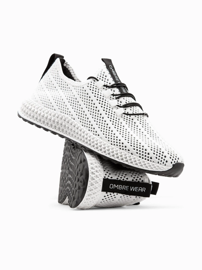 Men's mesh slip-on sneakers shoes - white V7 OM-FOKS-0117