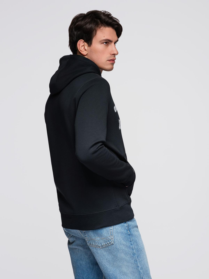 Men's hooded sweatshirt with graphics - black V3 B1714