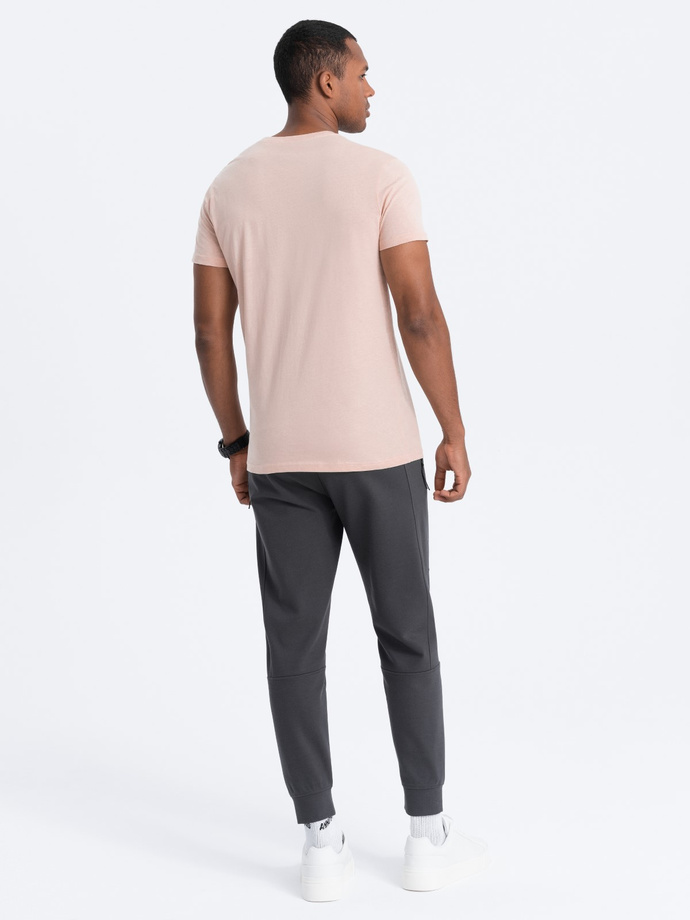 Tricou bărbătesc din bumbac imprimat - roz deschis V3 S1752