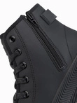 Men's high top sneakers with zipper for easy donning - black V1 OM-FOTH-0184