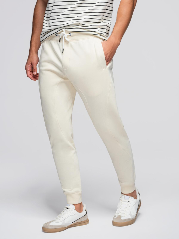 Men's jogger sweatpants - cream V11 OM-PABS-0173