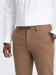 Pánské chino kalhoty SLIM FIT s jemnou strukturou - hnědé V2 OM-PACP-0190