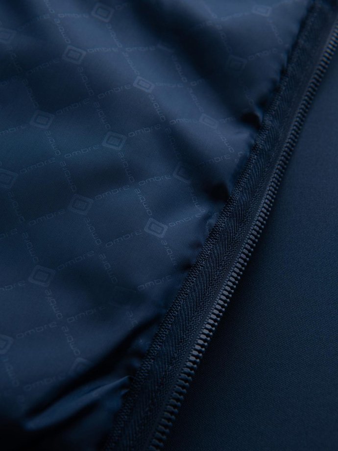 Men's quilted bomber jacket - navy blue V2 OM-JALP-0141