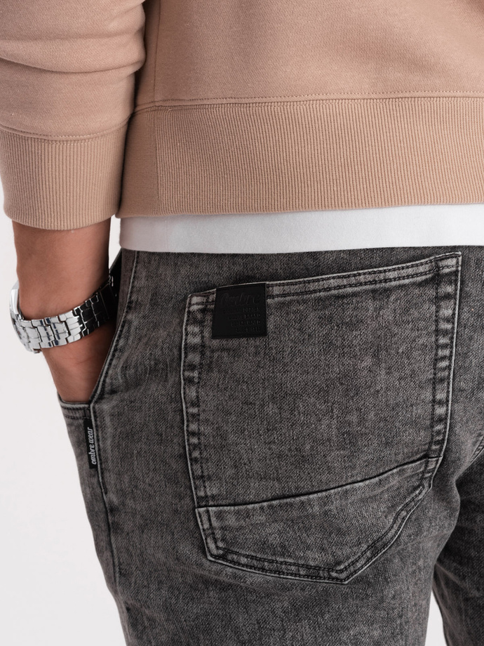 Pantaloni JOGGERY din denim marmorat pentru bărbați - gri V3 OM-PADJ-0133