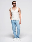 Men's cotton basic t-shirt with straps - white V1 OM-TSBT-0239