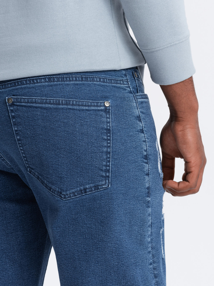 Pantaloni din denim TAPER FIT lavabili pentru bărbați, cu frecare - albastru V2 OM-PADP-0163