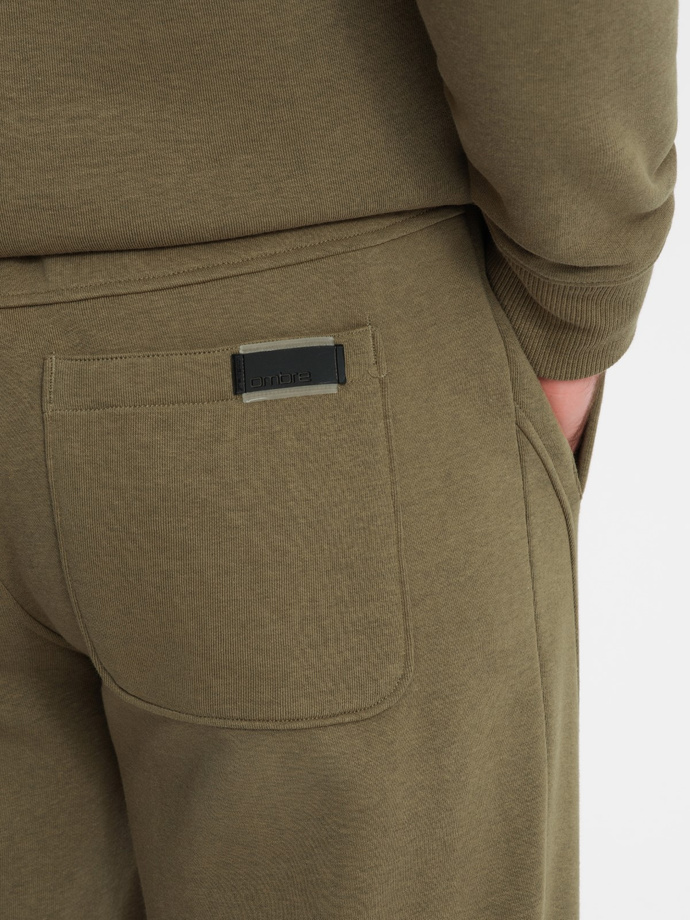 Men's BASIC tracksuit set kangaroo sweatshirt + joggers - olive V2 Z85