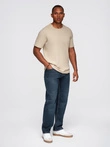Men's waffle-textured T-shirt with round neckline - sand V2 OM-TSCT-0197