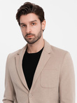 Elegant fitted men's structured knit blazer - beige V2 OM-BLZB-0129 