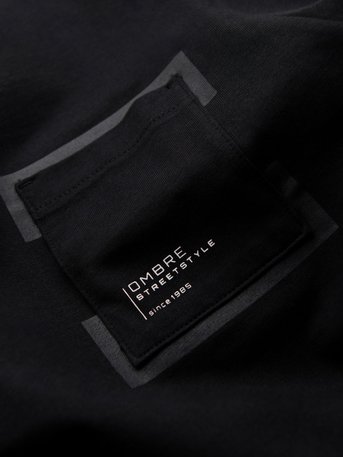 Tricou bărbătesc din bumbac cu buzunar - negru V1 OM-TSPT-0154