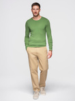Classic men's sweater with round neckline - green V13 OM-SWBS-0106