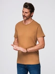 BASIC men's classic cotton T-shirt - brown V21 OM-TSBS-0236
