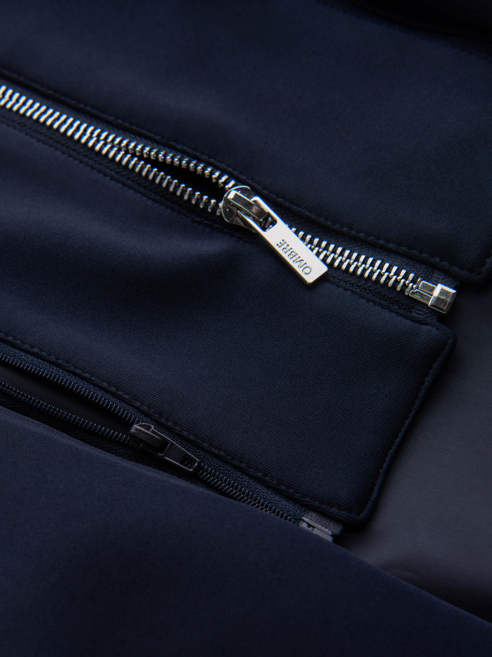 Jachetă pentru bărbați cu căptușeală detașabilă și glugă - albastru marin V2 OM-BLZB-0126