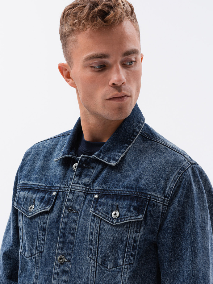 Jachetă katana din denim pentru bărbați - denim închis OM-JADJ-0123