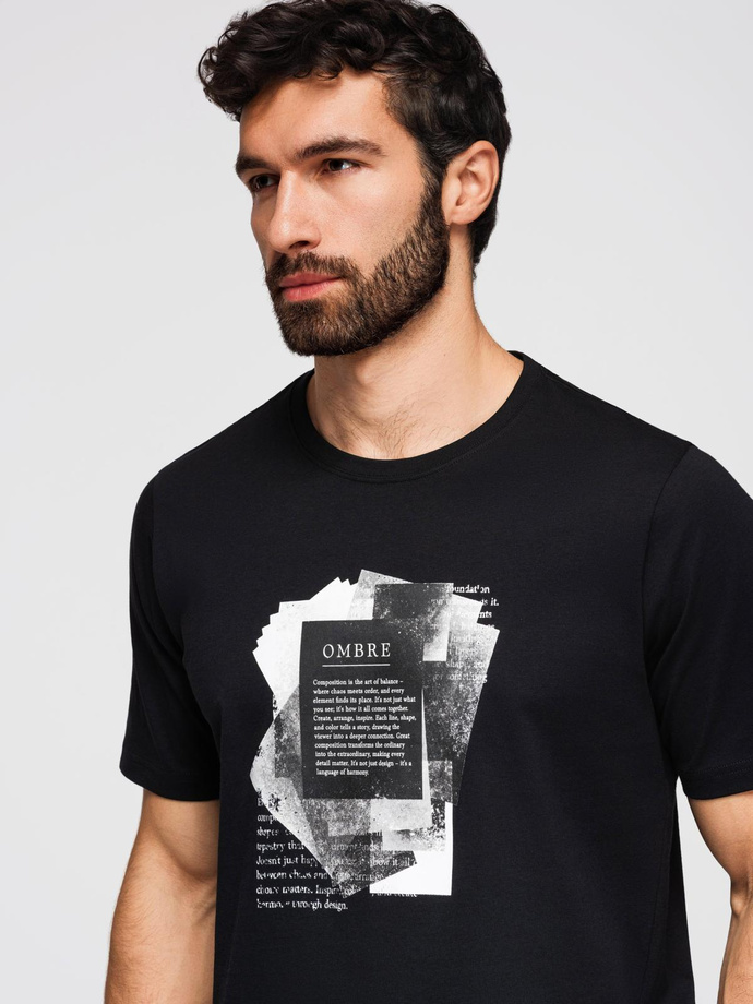 Men's cotton t-shirt with double printed logo - white V1 OM-TSPT-0211 