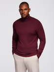 Men's single color knitted turtleneck with viscose - maroon V4 OM-SWTN-0101