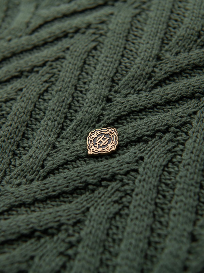 Pulover tricotat zig-zag pentru bărbați - verde decolorat V2 OM-SWSW-0147