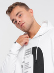 Pánska mikina s potlačou HOODIE - biela V1 OM-SSPS-0152