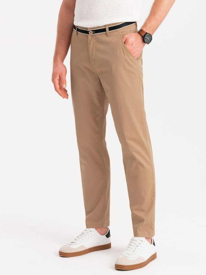 Pantaloni chino pentru bărbați cu talie decorativă - nisip V5 OM-PACP-0118