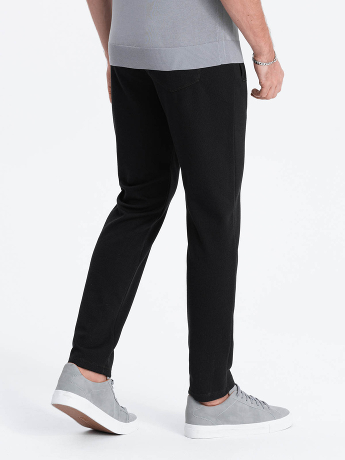 Pantaloni de trening bărbătești cu croială morcov - negru V1 OM-PASK-0166