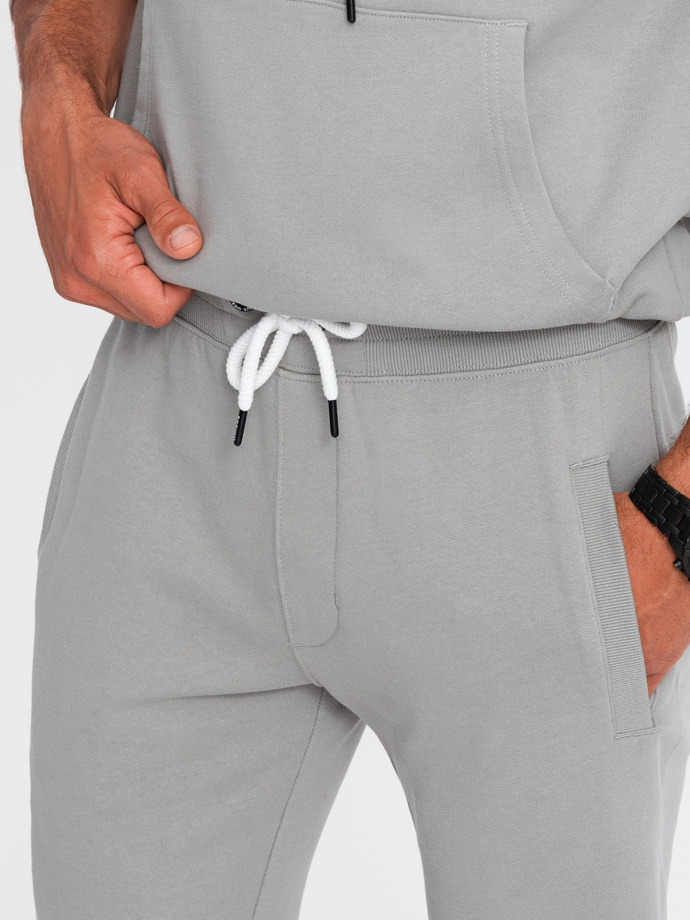 Men's sweatshirt set kangaroo sweatshirt + shorts - gray V8 Z75