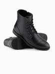 Vyriški batai iš ekologiškos odos su apšiltinta aukšta pakulne - juodi V1 OM-FOBO-0172 (BLACK)