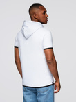 Men's hooded cotton t-shirt - white V1 OM-TSCT-0256