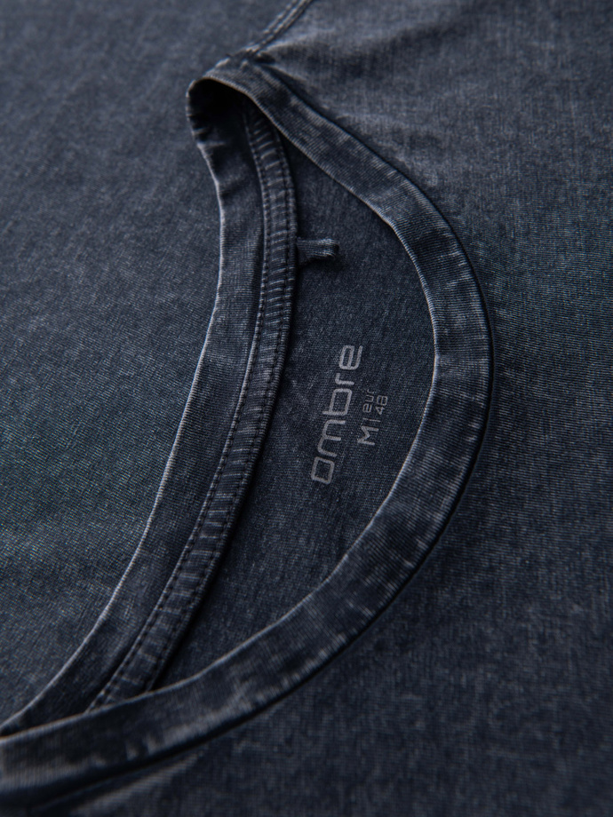 Pánske tričko s pracím efektom - tmavomodré V2 OM-TSWT-0116