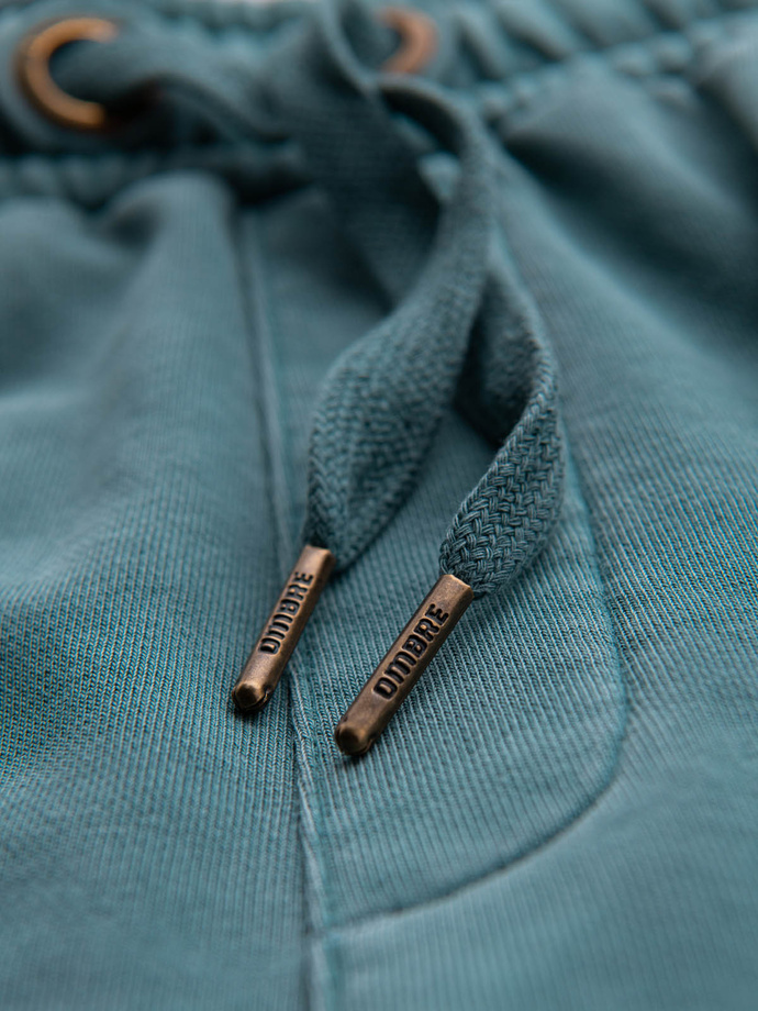 Pánské krátké teplákové šortky RELAXED FIT athleisure stylu - tyrkysové V1 OM-SRWS-0122 