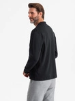 Men's longsleeve with zippered polo collar - black V8 OM-POLS-0130