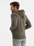BASIC men's zip-up hoodie - dark olive green V11 OM-SSBZ-0118
