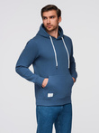 Men's kangaroo sweatshirt with hood - navy blue V4 OM-SSBN-0177