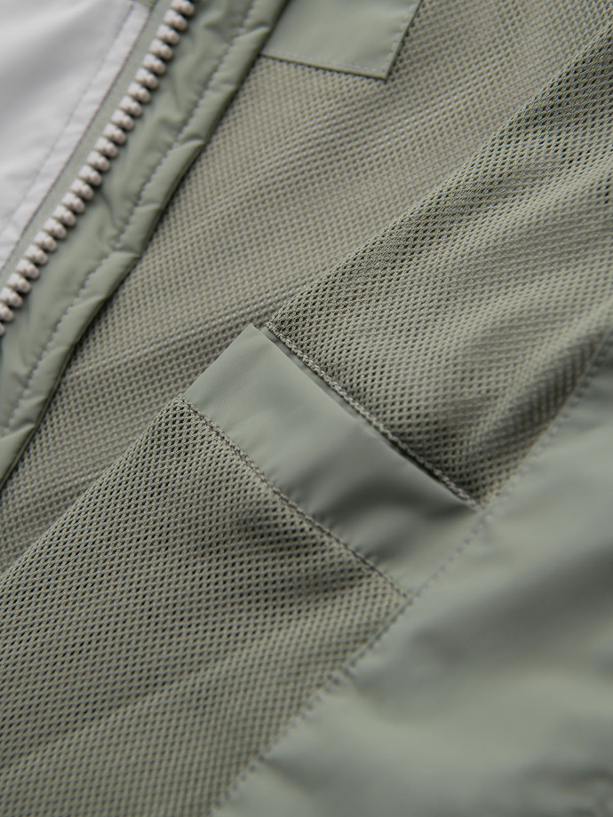 Men's contrast hooded windbreaker jacket - olive-gray V3 OM-JANP-0228