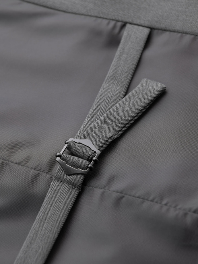 Elegantní pánská vesta SLIM FIT ve tvaru rybí kosti - šedá V1 OM-BLZV-0143