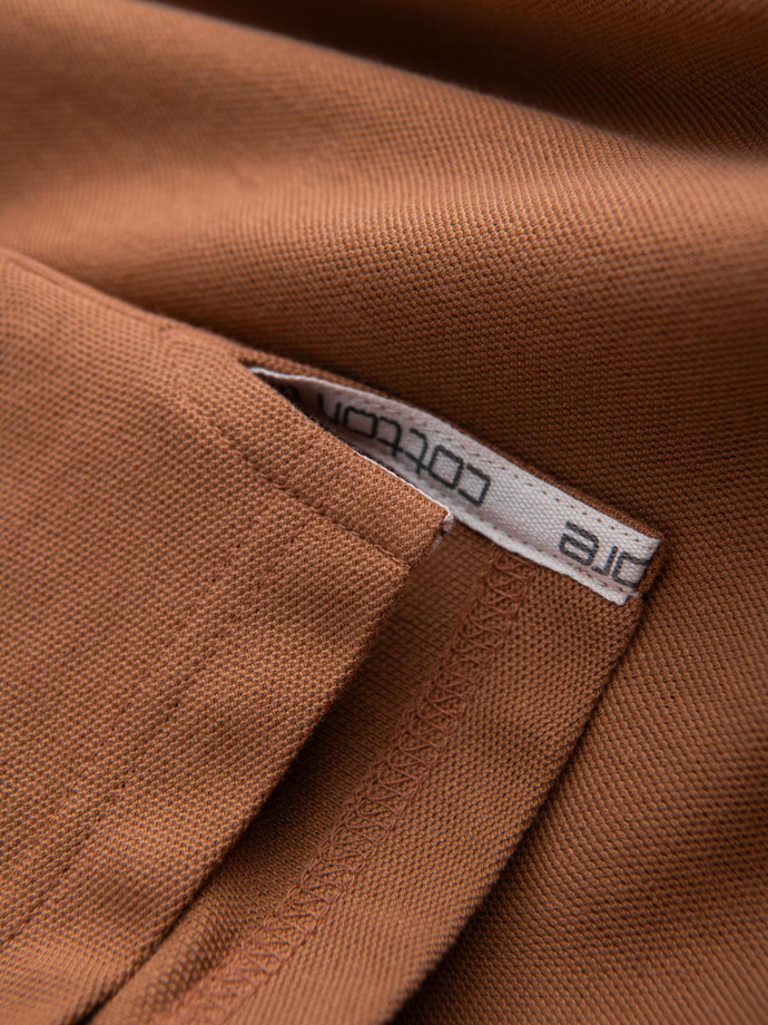 Vyriški BASIC vienspalviai trikotažiniai pique trikotažo polo marškinėliai - rudi V23 OM-POBS-0100